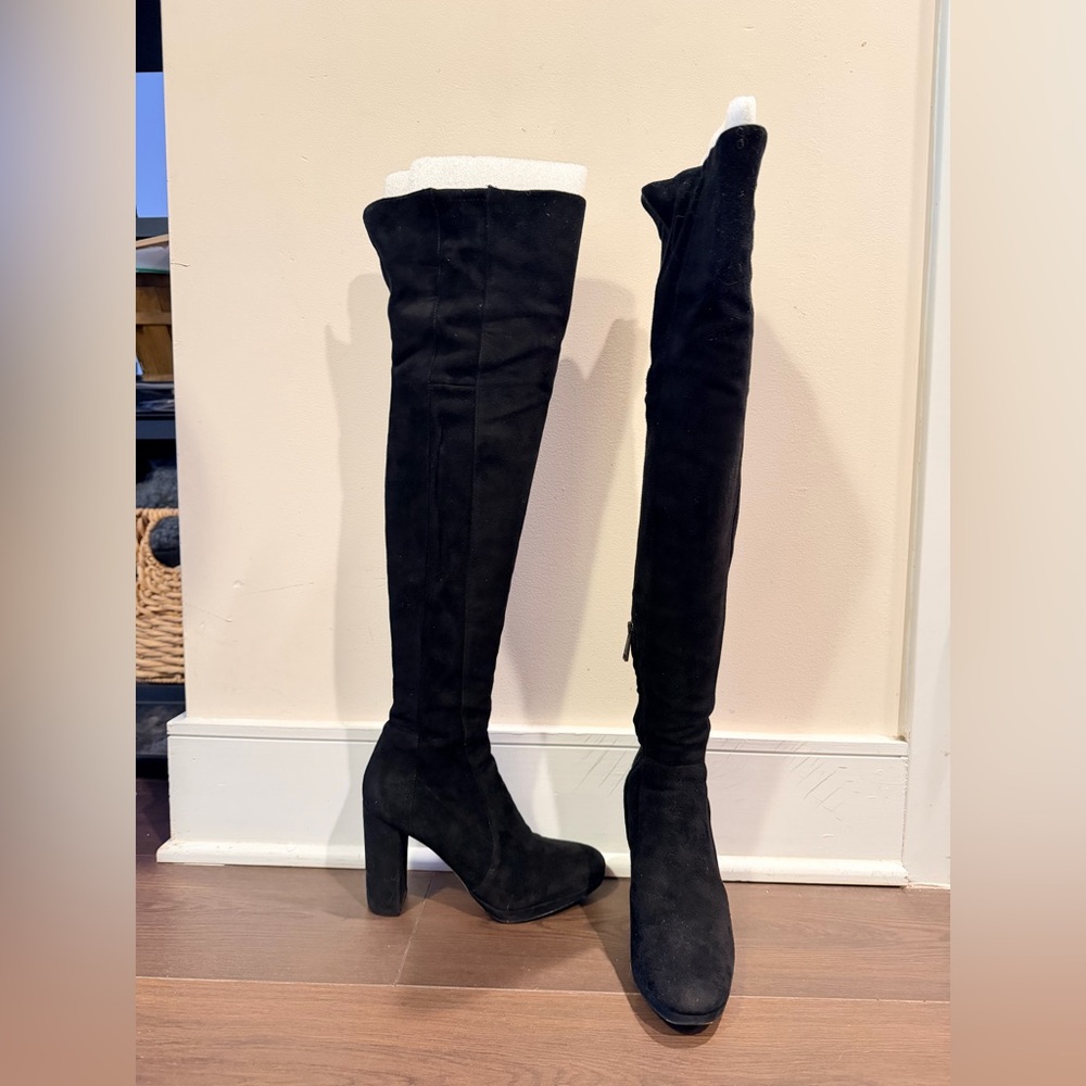 Diane Von Furstenberg Suede Black Over-the-Knee Boots Bari size 7.5